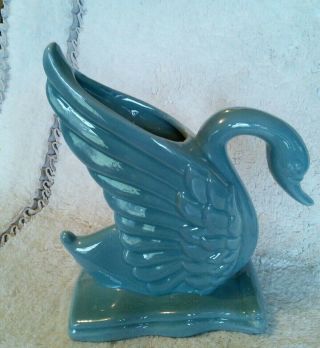 Vtg Royal Haeger Swan Vase Planter R430 Pale Blue Ceramic Bird Figurine Usa