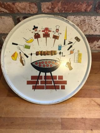 Vintage Bbq Tin Plate,  Father’s Day Gift Ideas,  Large Bbq Tin Table Decor