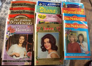 12 Vintage German Language Romance Magazines Assorted