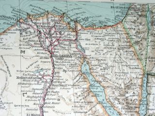 1927 MAP OF EGYPT SINAI NILE RIVER SUDAN / CAIRO INSET MAP / AFRICA 2