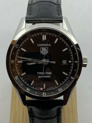 Tag Heuer Carrera Twin Time Wv2115 - 0 Ss Automatic Black Dial Men 