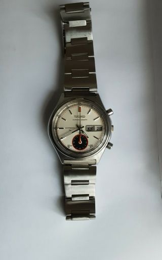1970s Seiko 7016 - 8001 Panda Flyback Chronograph Day Date Automatic Cal.  7016a