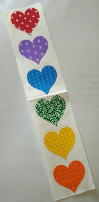 80s Vintage Stickers Colorful Hearts Mrs.  Grossman 