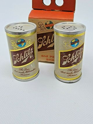Vintage Schlitz Salt And Pepper Shakers Miniature Beer Cans 2.  25 "