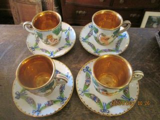 Antique Capodimonte Demi Tasse Set Cups/ Saucers