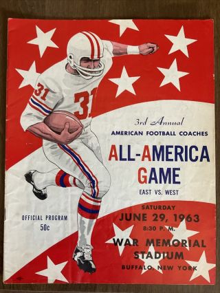 Vintage 1963 All America Football Game Program Buffalo War Memorial Stadium