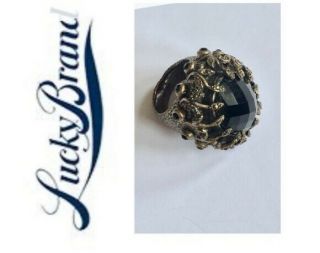 Lucky Brand Black Statement Cocktail Ring Antique Vintage Inspired Boho Bohemian