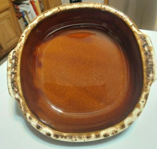 Vintage Brown Drip Pottery Square Bake/serve Dish 9.  5 L With Handles