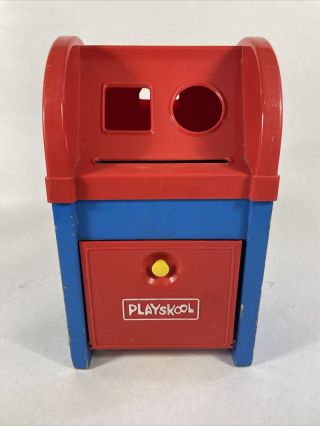 Vintage Playskool Mailbox Wooden Bottom Shape Sorter Pre - School Learning