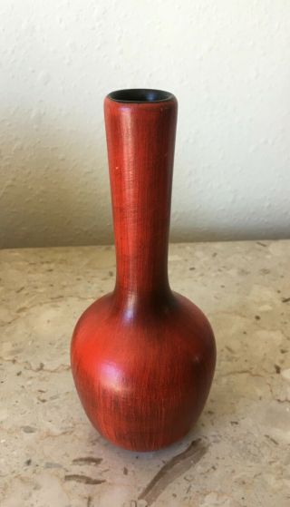 Vintage Mcm Royal Haeger Rg - 68 Bud Vase Matte Orange/red Glaze