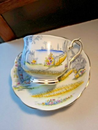 Vtg Royal Albert Tea Cup Saucer Set Bone China England Rosedale White 7224
