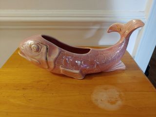 Vintage Mccoy Ceramic Koi Carp Fish Planter Pink 285 Usa