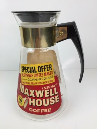 Vintage Corning Glass Maxwell House Coffee Pot Carafe Label