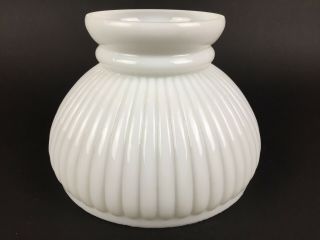 Vintage White Ribbed Milk Glass Hurricane Light Lamp Shade 6 " Fitter