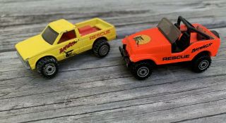 Set 2 Vintage 1982 Hot Wheels Baywatch Rescue Truck Lifeguard Vehicles Collect
