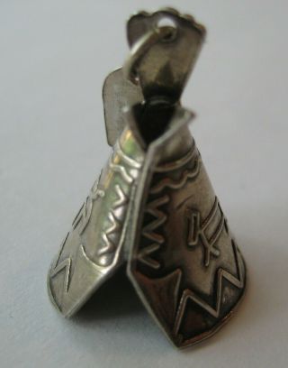 Vtg Sterling Native American Teepee Silver Charm Painted Desert Tag