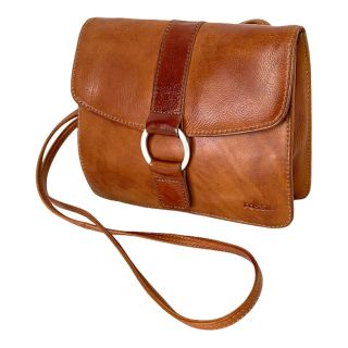 Fossil Vintage Flap Distress Leather - Organizer Zip - Pocket Back Swingpack Bag
