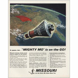 1962 Missouri: In Space Too Mighty Mo Is On The Go Vintage Print Ad