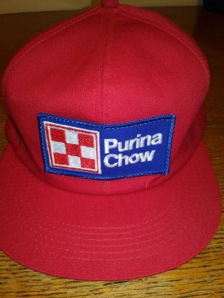 Vintage Purina Chow Dog Food Snapback Hat Cap Patch K Products Made In Usa
