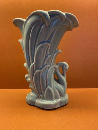 Mccoy Pottery Swan Vase Aqua