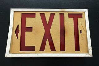 Vintage Red Ceiling Mount Double Face Exit Sign Arrows Not