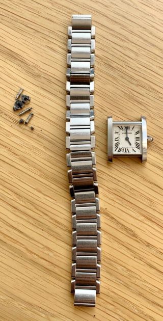 A Ladies Stainless Steel Cartier Tank Francaise Bracelet Watch
