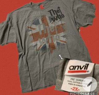 The Who T - Shirt Rock Music Mens Gray Size 2xl Retro Vtg Uk England Union Jack