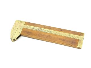 Vintage Stanley No.  136 - 4 " Boxwood & Brass Caliper Rule Ruler Antique Tool