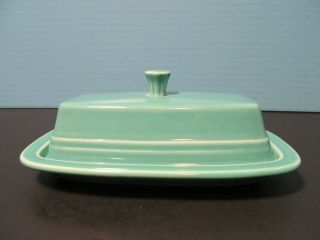 Fiesta Usa Vintage Covered Butter Dish With Lid Turquoise Blue Mcm Kitchen Ware