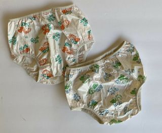 Vintage 70’s Set Of 2 Plastic Pants Covers Novelty Print Baby Toddler Size 9 - 24m
