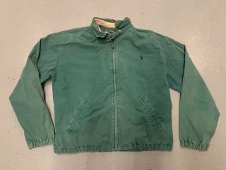 Vintage Polo Country Ralph Lauren Harrington Jacket Men Medium Green Pony Logo