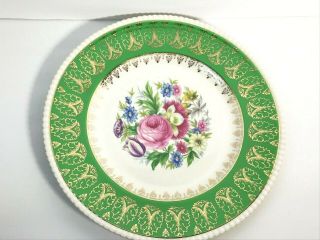 Vintage Solian Ware Simpsons Cobridge England Floral Plate Bright Green And Gold