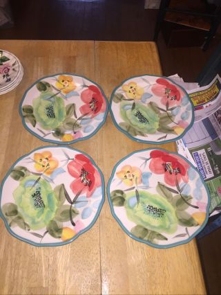 4 Pioneer Woman Vintage Bloom Salad Plates 8 1/2 "