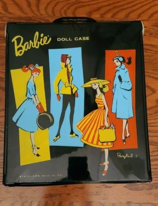 Vintage Barbie Black Ponytail Doll Carrying Case 1961 With 5 Hangers.