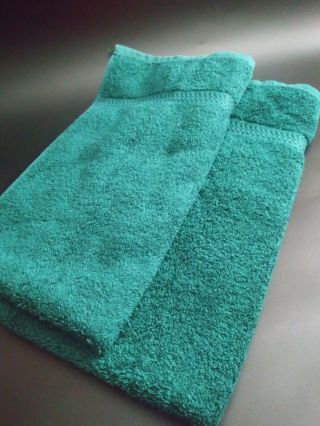 Set 2 Pc Vintage Cannon Royal Family Fieldcrest Solid Dark Green Hand Towel Usa