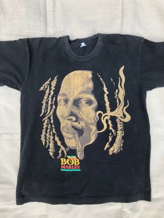 Vintage Bob Marley Rasta T Shirt Size Small Rare Shape All Over Print
