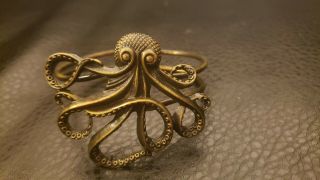 Octopus Antique Brass Color Metal Bangle Bracelet