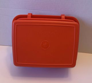 Vintage Tupperware Red 1254 Pak n Carry Lunch Box With Handle and small cup 3