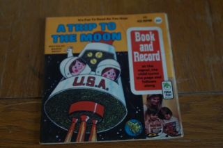 Vintage Book And Record A Trip To The Moon 1971