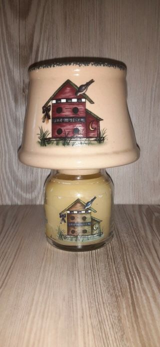 Home And Garden Party Stoneware Birdhouse Candle Topper And Birdhouse Candle Set