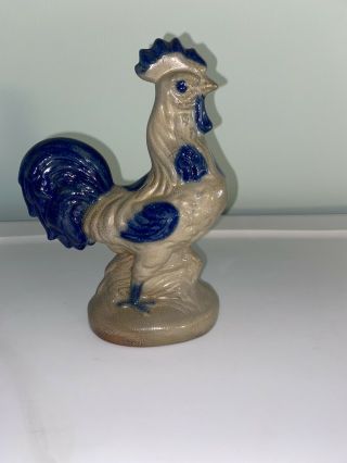 1996 Beaumont Brothers Pottery Bbp Salt Glazed 8 " Gray And Blue Rooster Euc