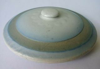 ANTIQUE BLUE & WHITE STONEWARE POTTERY CROCK BOWL CHAMBER POT REPLACEMENT LID 3