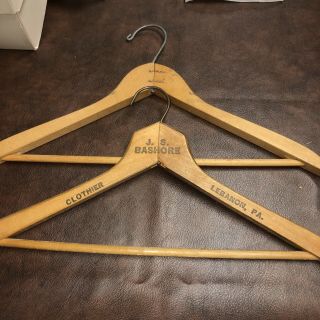 Set Of 2 Vintage Wooden Coat Hangers 1 - Js Bashore Clothier Lebanon Pa