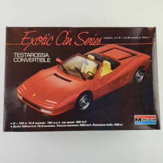 Vintage Monogram Ferrari Testarossa 1:24 Scale Model Car Kit Exotic Car Series
