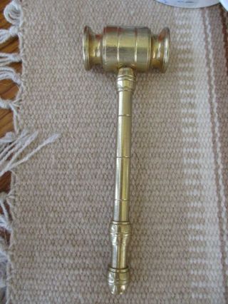 Vintage Solid Brass Mallet Gavel Hammer Heavy Judge Court Room Auctioneer 6 "