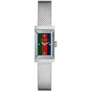 Gucci G - Frame Green,  Red And Blue Dial Stainless Women 