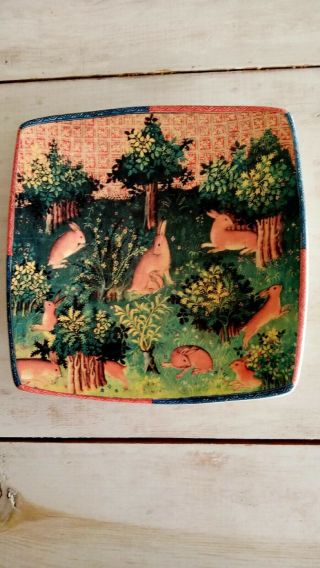 Italian Ceramics Company Icc Caccia Renaissance Rabbits & Trees Plate 10 3/4 "
