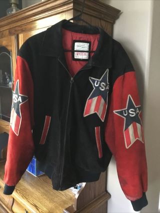 Vintage Michael Hoban Wheremi Usa Big Stars Leather Jacket Suede Size Xl