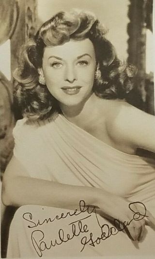 Vintage Movie Star Actor Paulette Goddard Signed Studio Still Picture Postcard
