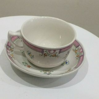 Laura Ashley Alice China Cup & Saucer Pink & Green Floral Pattern England